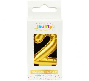 Jaunty Metallic Gold Balloon Number Candle Pack Of 1