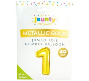 Jaunty Metallic Gold Jumbo Foil Number Balloon 40"