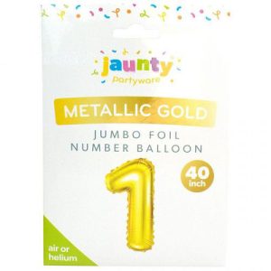 Jaunty Metallic Gold Jumbo Foil Number Balloon 40"