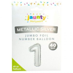Jaunty 40" Metallic Silver Jumbo Foil Number Balloon Pack Of 1