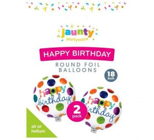 Jaunty Happy Birthday Round Foil Balloons 18" Pack Of 2