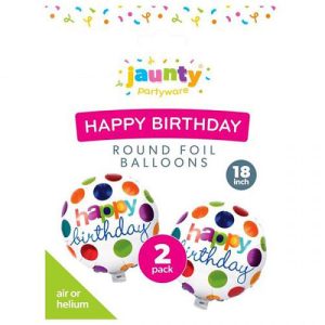 Jaunty Happy Birthday Round Foil Balloons 18" Pack Of 2