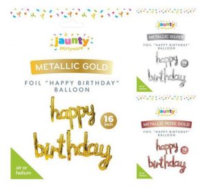 Jaunty Metallic Foil Happy Birthday Balloon 16"