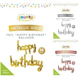 Jaunty Metallic Foil Happy Birthday Balloon 16"