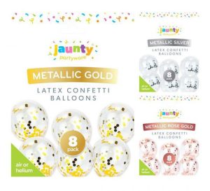 Jaunty Metallic Latex Confetti Balloons Pack Of 8