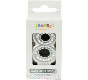 Jaunty Silver Metallic Number Candle Balloon Pack Of 1