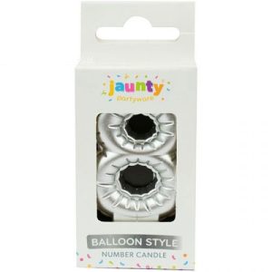 Jaunty Silver Metallic Number Candle Balloon Pack Of 1