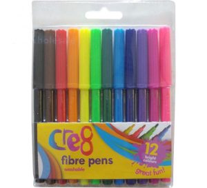 Cre8 Fibre Pens Assorted Colours Pack Of 12
