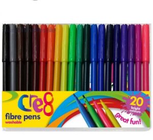 Cre8 Fibre Pens Assorted Colours Pack Of 20