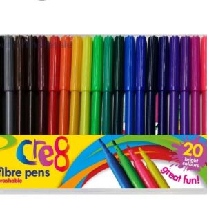 Cre8 Fibre Pens Assorted Colours Pack Of 20
