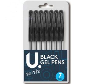 U. Black Gel Pens Pack Of 7