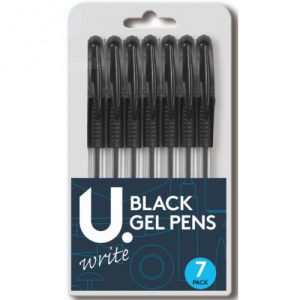 U. Black Gel Pens Pack Of 7