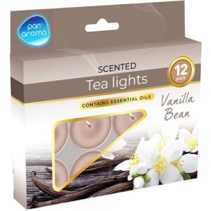 Pan Aroma Vanilla Bean Scented Tea Lights Pack Of 12