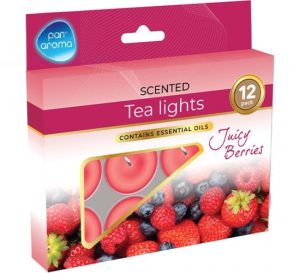 Pan Aroma Juicy Berries Scented Tea Lights Pack Of 12