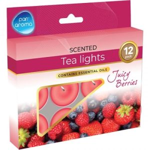 Pan Aroma Juicy Berries Scented Tea Lights Pack Of 12