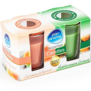 Pan Aroma Cashmere & Apricot and Mediterranean Orchard Scented Candles Pack Of 2