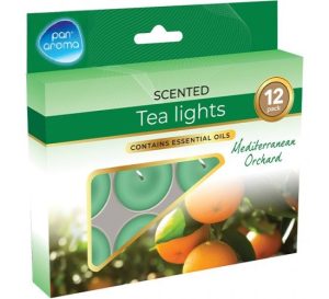 Pan Aroma Mediterranean Orchard Scented Tea Lights Pack Of 12