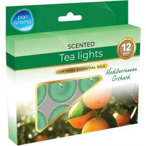 Pan Aroma Mediterranean Orchard Scented Tea Lights Pack Of 12