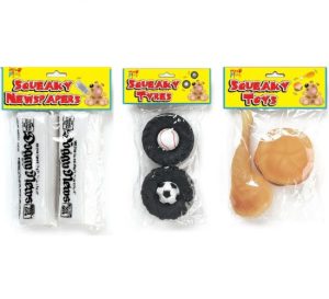 Pets Play Squeaky Novelty Toys Assorted Colours Pack of 2