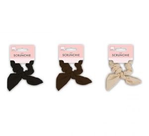 Forever Beautiful Textured Fabric Scrunchie with Bow