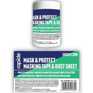 Rapide Mask & Protect Masking Tape & Dust Sheet 50cm X 20m