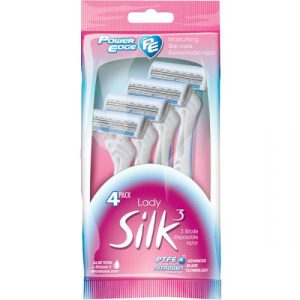 Power Edge Lady Silk 3 Blade Moisturising Disposable Razor Pack Of 4