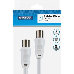 Status White 5mm TV Aerial Lead 2m