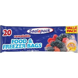Sealapack Resealable Food & Freezer Bags 25cm X 25cm Pack Of 20