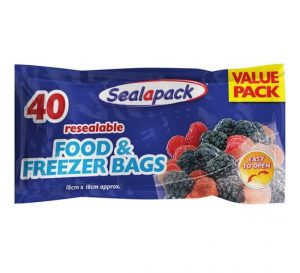 Sealapack Resealable Food & Freezer Bags 18cm X 18cm Pack Of 40