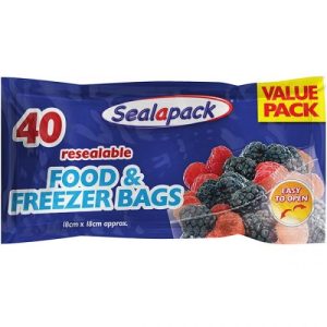 Sealapack Resealable Food & Freezer Bags 18cm X 18cm Pack Of 40