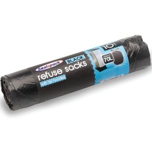 Sealapack Black Tie Handle Refuse Sacks 70L Pack Of 10
