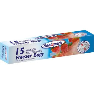 Sealapack Resealable & Reusable Freezer Bags 10" X 12" Pack Of 15