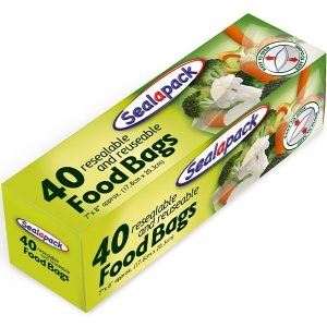 Sealapack Resealable & Reusable Food Bags 7" X 8" Pack Of 40