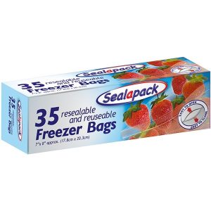 Sealapack Resealable & Reusable Freezer Bags 7" X 8" Pack Of 35