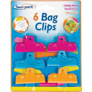 Sealapack Assorted Colour Bag Clips Pack Of 6