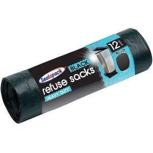 Sealapack Black Heavy Duty Refuse Sacks Pack Of 12