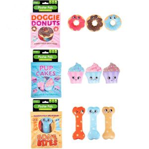 Smart Choice Treat-Hiding Plush Snack Squeaky Dog Toys 3 Pack