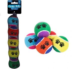 Smart Choice Assorted Colour Pawprint Tennis Balls Dog Toys Pack of 5