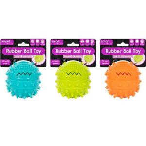 Smart Choice Squeaky Rubber Treat Dispensing Ball Dog Toy 10cm