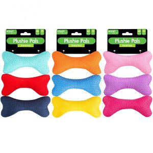 Smart Choice Squeaky Plush Mesh Bone Dog Toy 14cm Pack of 3