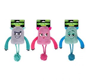 Smart Choice Squeaky Crinkle Plush Rope Monster Dog Toys