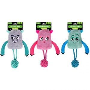Smart Choice Squeaky Crinkle Plush Rope Monster Dog Toys