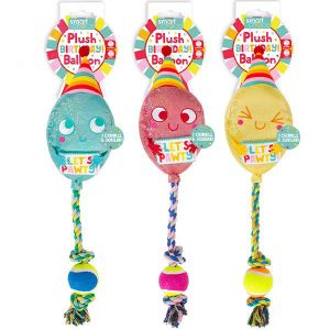 Smart Choice Squeaky Plush Rope Birthday Balloon Dog Toy 40cm