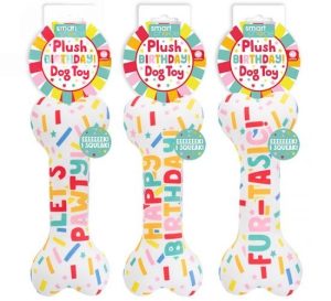Smart Choice Squeaky Plush Birthday Bone Dog Toy 22cm