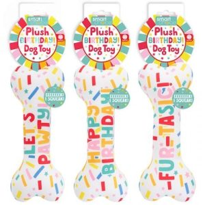 Smart Choice Squeaky Plush Birthday Bone Dog Toy 22cm
