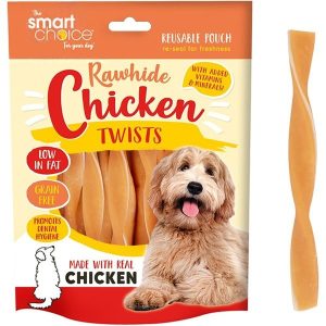 Smart Choice Rawhide Chicken Twists Dog Treats Pack of 12 120g
