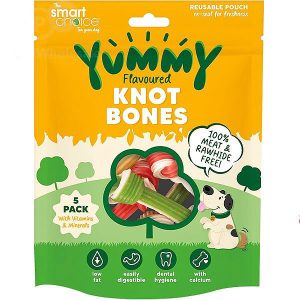 Smart Choice Meat-Free Yummy Knot Bones Dog Treats Pack of 5 160g
