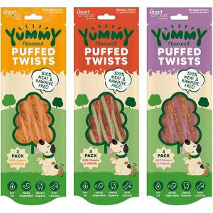 Smart Choice Meat-Free Yummy Puffed Twists Dog Treats Pack of 3 120g