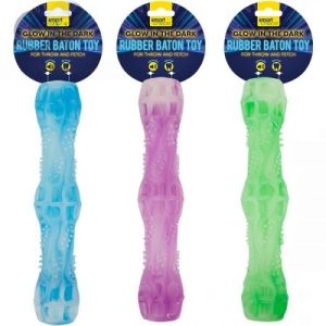 Smart Choice Glow In The Dark Rubber Baton Dog Toy 26cm