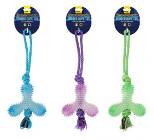 Smart Choice Glow In The Dark Rubber & Rope Tug Dog Toy 42cm